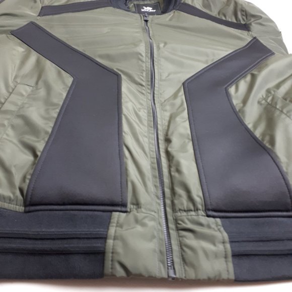 XRay Green Black Colour Block Bomber Jacket - Picture 12 of 16